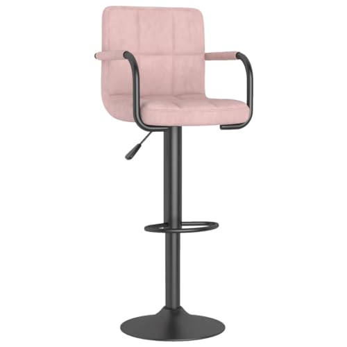 vidaXL Barhocker mit Armlehnen Höhenverstellbar Drehbar Küchenhocker Barstuhl Tresenhocker Thekenhocker Tresenstuhl Bistrohocker Bar Stuhl Hocker Rosa Samt von vidaXL