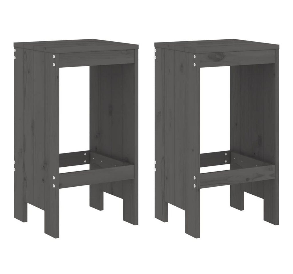 vidaXL Barhocker, Sitzhocker 2 Stk. Grau 40x36x75 cm Massivholz Kiefer von vidaXL