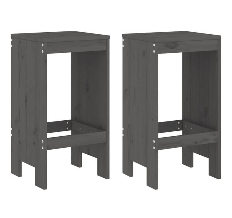 vidaXL Barhocker, Sitzhocker 2 Stk. Grau 40x36x75 cm Massivholz Kiefer von vidaXL