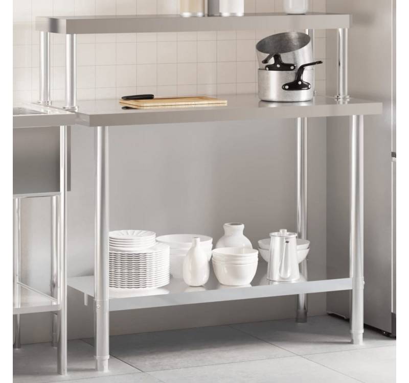 vidaXL Bartisch, Küchen-Arbeitstisch mit Aufsatzboard 110x55x120 cm Edelstahl vidaXL Bartisch, Küchen-Arbeitstisch mit Aufsatzboard 110x55x120 cm Edelstahl von vidaXL