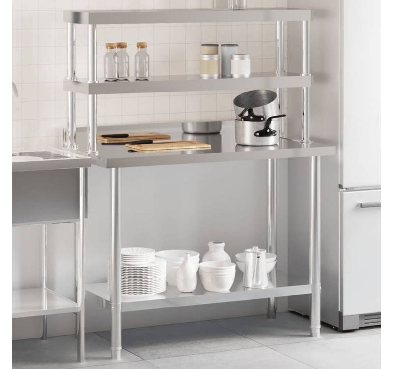 vidaXL Bartisch, Küchen-Arbeitstisch mit Aufsatzboard 110x55x150 cm Edelstahl vidaXL Bartisch, Küchen-Arbeitstisch mit Aufsatzboard 110x55x150 cm Edelstahl von vidaXL