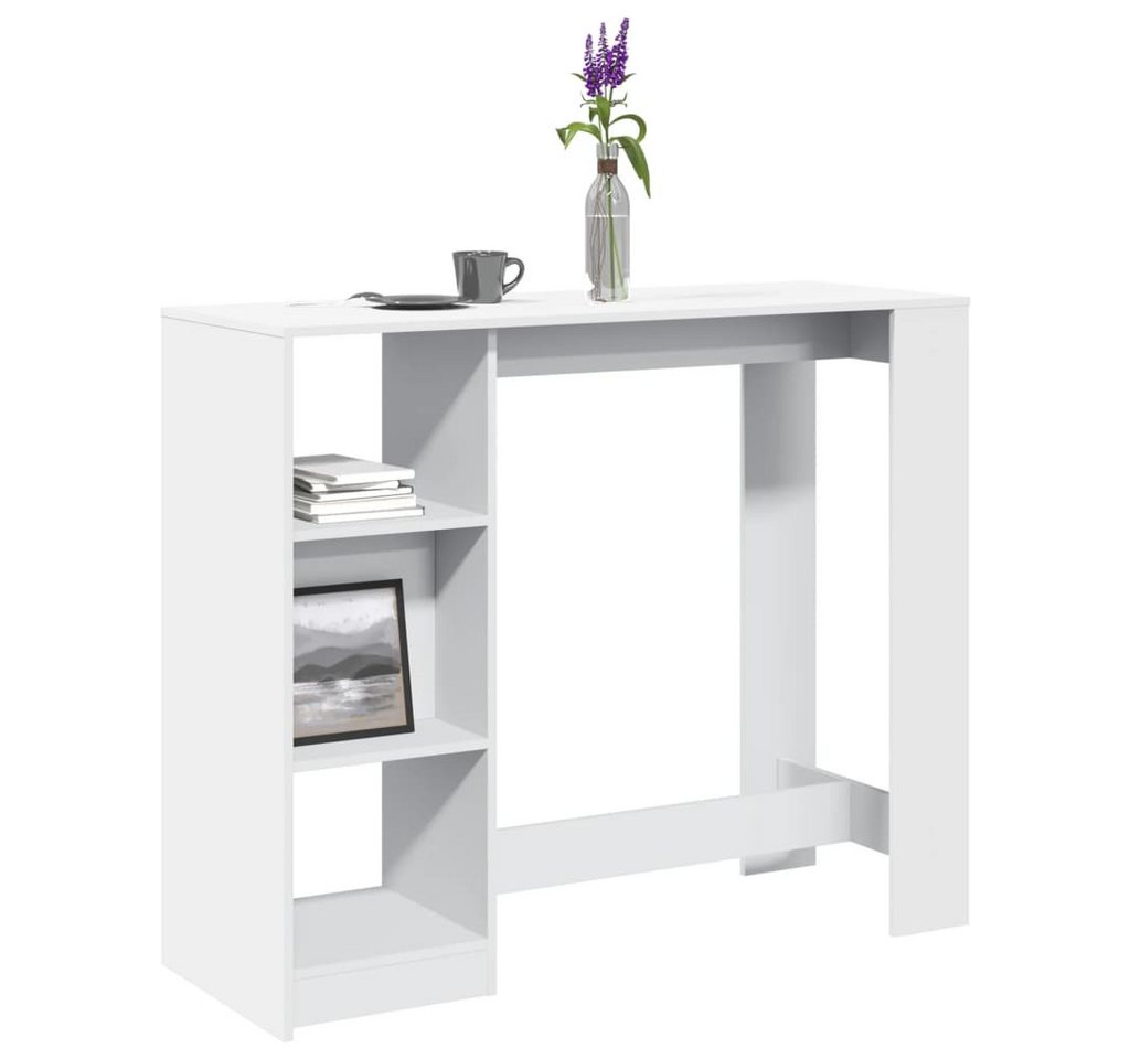 vidaXL Bartisch Bartisch mit Regal Weiß 124x46x103,5 cm Spanplatte von vidaXL