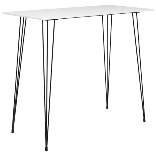 vidaXL Bartisch Bartresen Theke Stehtisch Tresentisch Küchentisch Bistrotisch Loungetisch Esstisch Tisch Weiß 120x60x105cm Metall MDF von vidaXL