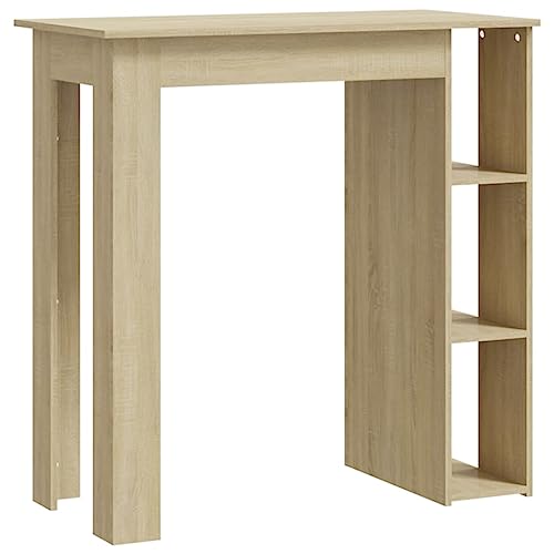 vidaXL Bartisch mit Regal Bartresen Stehtisch Tresentisch Bistrotisch Küchentisch Loungetisch Tisch Sonoma-Eiche 102x50x103,5cm Holzwerkstoff von vidaXL