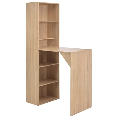 vidaXL Bartisch mit Schrank Bartresen Stehtisch Tisch Tresentisch Bistrotisch Küchentheke Frühstückstisch Küchentisch Eichenoptik 115x59x200cm von vidaXL