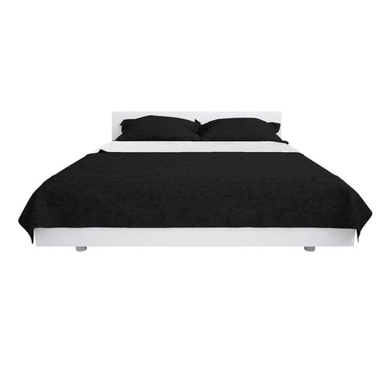 vidaXL Baumwollbettdecke Zweiseitige Tagesdecke Gesteppt 170 x 210 cm Schwarz und Weiß, Bezug: Baumwolle von vidaXL