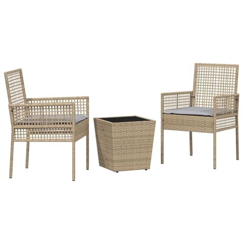 vidaXL Beiger quadratischer Teetisch | Kleiner Außentisch mit Sicherheitsglas-Oberfläche und robustem Rattan, ideal für Garten oder Terrasse | 2-Sitzer Balkonmöbel stylish vidaXL Beiger quadratischer Teetisch | Kleiner Außentisch mit Sicherheitsglas-Oberfläche und robustem Rattan, ideal für Garten oder Terrasse | 2-Sitzer Balkonmöbel stylish von vidaXL
