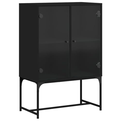 vidaXL Beistellschrank mit Glastüren Schwarz 69x37x100 cm von vidaXL