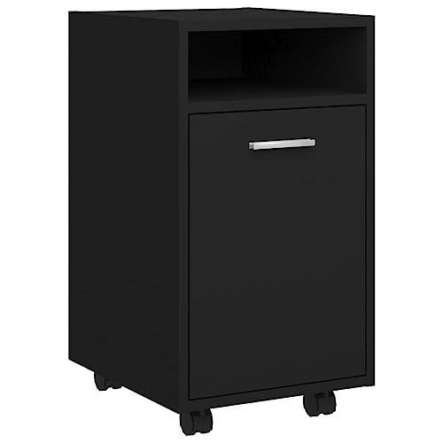 vidaXL Beistellschrank mit Rollen Rollcontainer Bürocontainer Büroschrank Standschrank Schreibtischcontainer Schwarz 33x38x60cm Holzwerkstoff von vidaXL