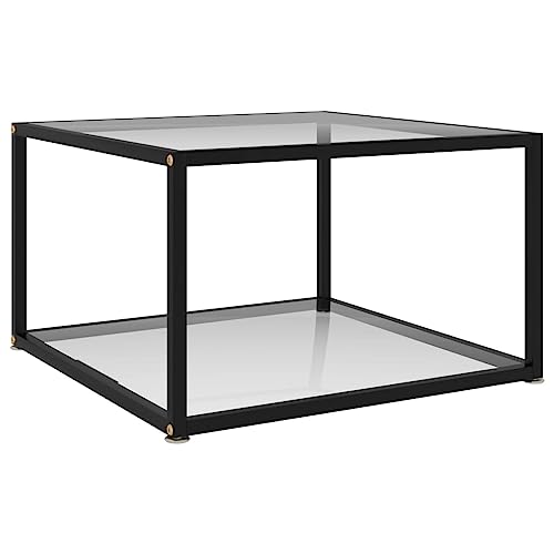 vidaXL Beistelltisch 2-stufig Couchtisch Wohnzimmertisch Teetisch Sofatisch Kaffeetisch Glastisch Transparent 60x60x35cm Hartglas Stahl von vidaXL