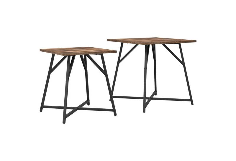 vidaXL Beistelltisch Beistelltisch 2er-Set Geräucherte Eiche Holz und Metall von vidaXL