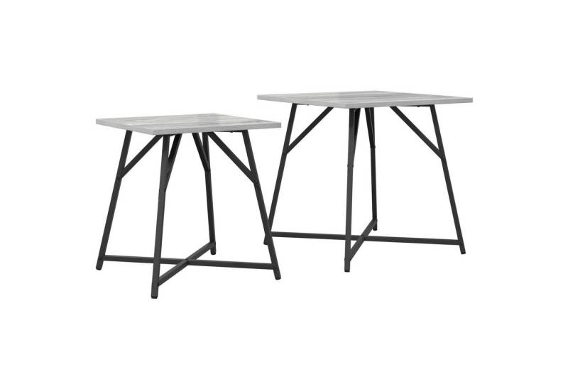 vidaXL Beistelltisch Beistelltisch 2er Set Grau Sonoma aus Holz und Metall von vidaXL