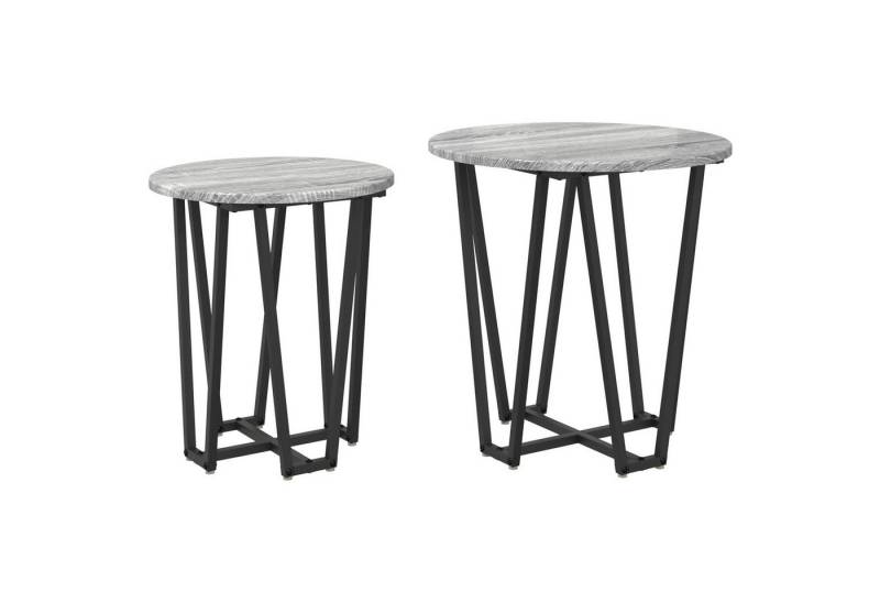 vidaXL Beistelltisch Beistelltisch 2er Set Grau Sonoma aus Holzwerkstoff und Metall von vidaXL