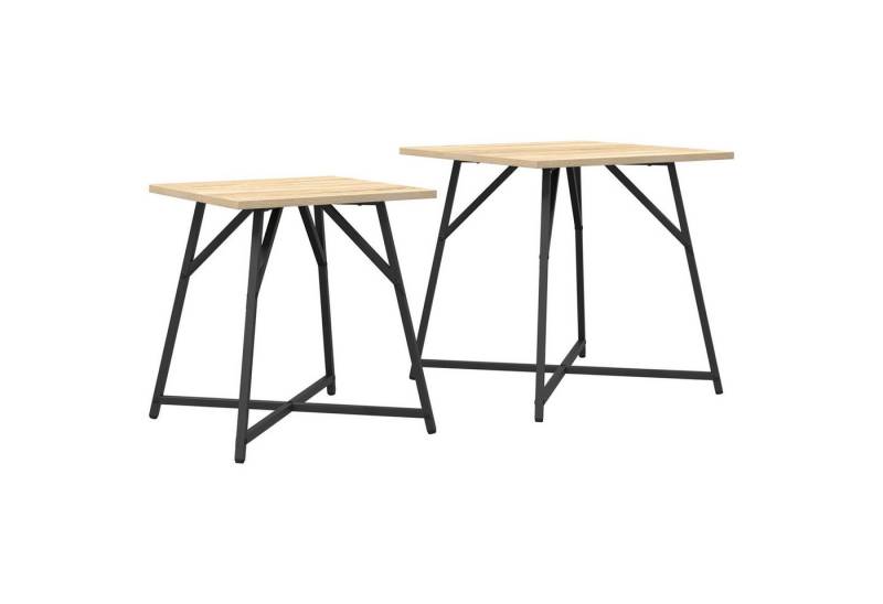 vidaXL Beistelltisch Beistelltisch 2er Set Sonoma Eiche Holz und Metall von vidaXL