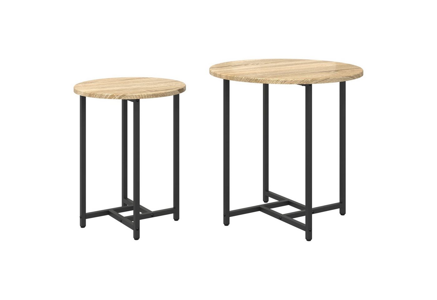 vidaXL Beistelltisch Beistelltisch 2er Set Sonoma Eiche Holzwerkstoff Metall von vidaXL