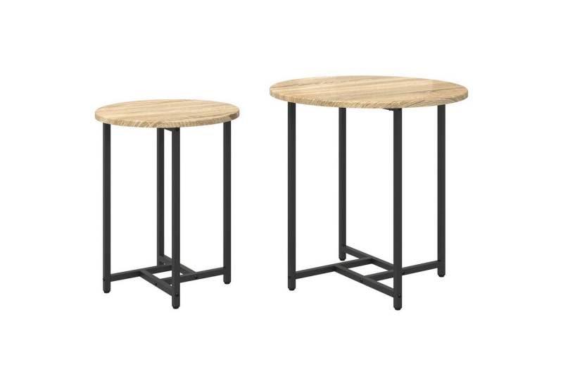 vidaXL Beistelltisch Beistelltisch 2er Set Sonoma Eiche Holzwerkstoff Metall von vidaXL