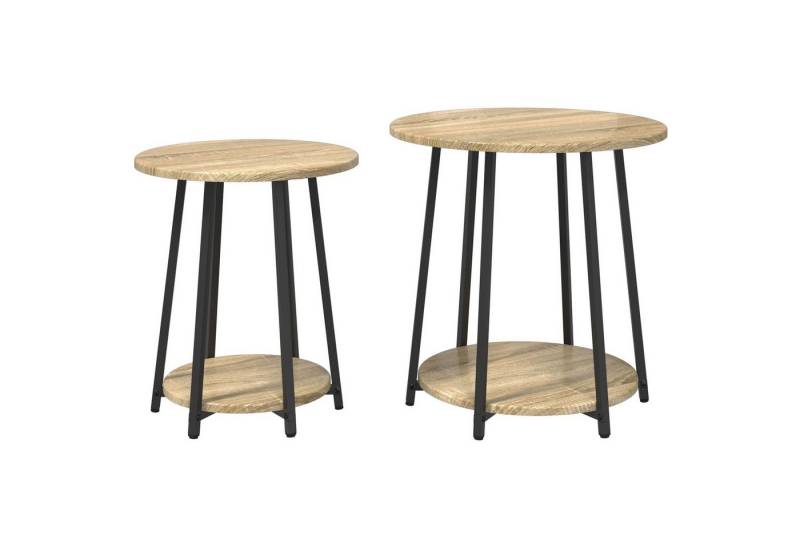 vidaXL Beistelltisch Beistelltisch 2er-Set Sonoma Eiche Holzwerkstoff und Metall von vidaXL