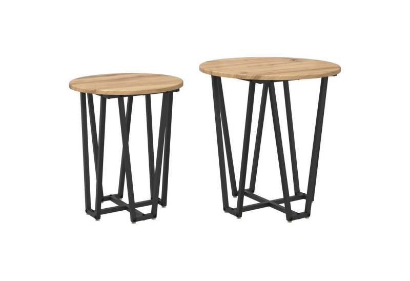 vidaXL Beistelltisch Beistelltisch 2er Set aus Artisan Eiche Holzwerkstoff und Metall von vidaXL
