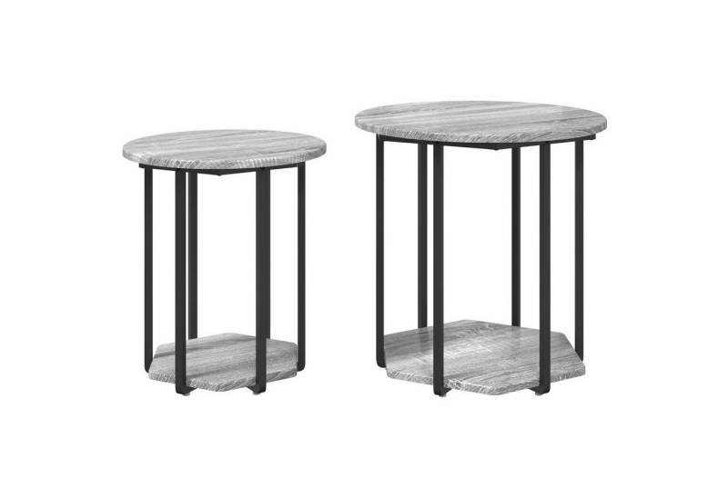 vidaXL Beistelltisch Beistelltische 2er Set Grau Sonoma Holz und Metall von vidaXL