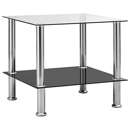 vidaXL Beistelltisch Couchtisch Wohnzimmertisch Kaffeetisch Sofatisch Teetisch Tisch Glastisch Transparent 45x50x45cm Hartglas Edelstahl von vidaXL