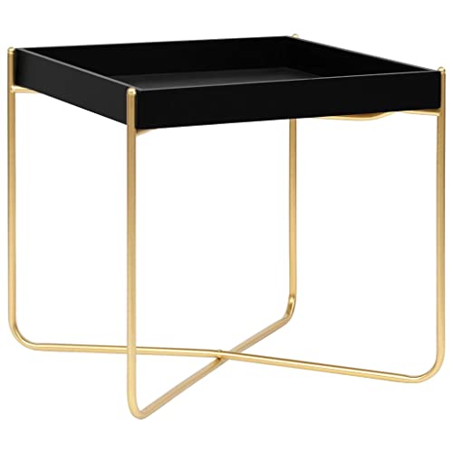 vidaXL Beistelltisch Couchtisch Wohnzimmertisch Sofatisch Kaffeetisch Teetisch Tisch Tabletttisch Schwarz Golden 38x38x38,5cm MDF Stahldraht von vidaXL