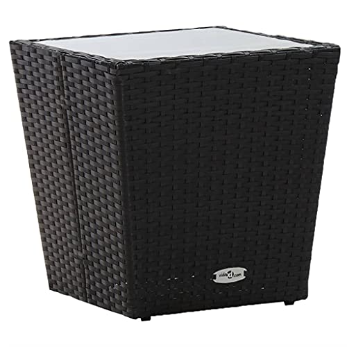 vidaXL Beistelltisch Gartentisch Gartenmöbel Balkontisch Tisch Terrassentisch Bistrotisch Couchtisch Kaffeetisch Schwarz 41,5x41,5x43cm Hartglas Poly Rattan von vidaXL