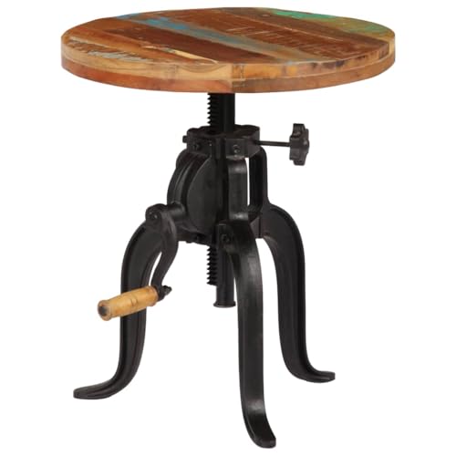 vidaXL Beistelltisch Höhenverstellbar Wohnzimmertisch Beistelltisch Kaffeetisch Sofatisch Holztisch Tisch 45x(45-62) cm Recyceltes Massivholz Gusseisen von vidaXL