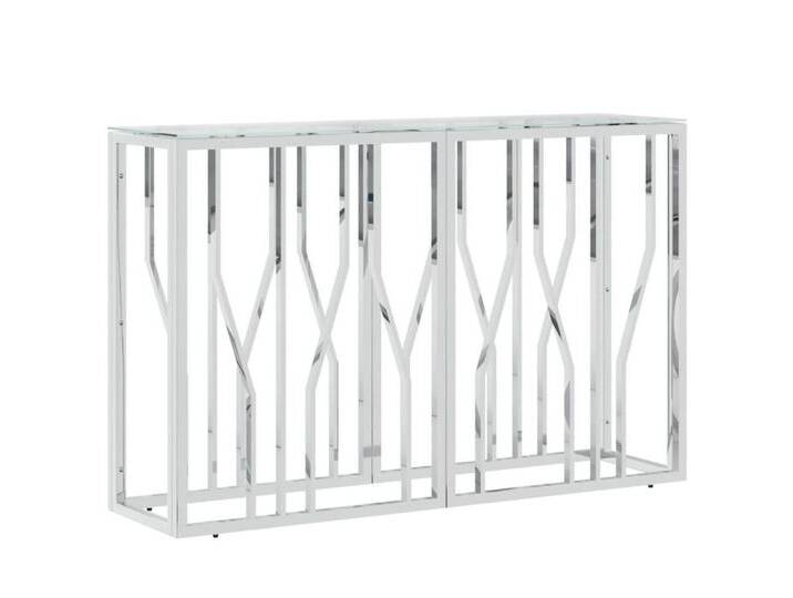 vidaXL Beistelltisch Konsolentisch 110x30x70 cm Edelstahl und Glas (1-St), silberfarben von vidaXL