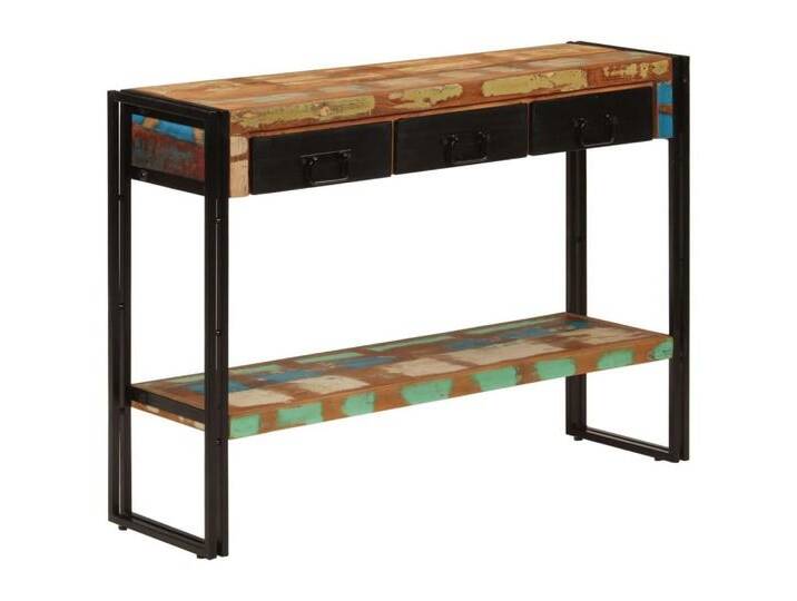 vidaXL Beistelltisch Konsolentisch 110x30x76 cm Altholz Massiv (1-St), schwarz von vidaXL