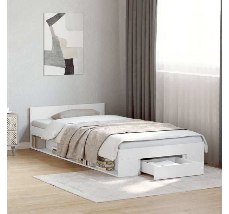 vidaXL Bett, Bettgestell mit Schublade Weiß 75x190 cm Holzwerkstoff vidaXL Bett, Bettgestell mit Schublade Weiß 75x190 cm Holzwerkstoff von vidaXL