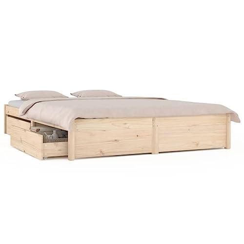 vidaXL Bett, Bettrahmen Bettgestell mit Lattenrost Schubladen, Holzbett Massivholzbett für Schlafzimmer, Doppelbett Schlafzimmerbett, 180x200cm von vidaXL