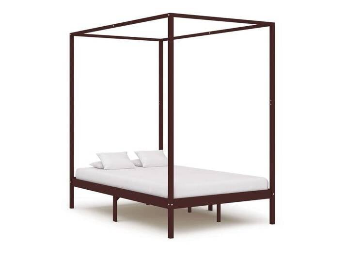vidaXL Bett, Himmelbett-Gestell Dunkelbraun Massivholz Kiefer 120 x 200 cm vidaXL Bett, Himmelbett-Gestell Dunkelbraun Massivholz Kiefer 120 x 200 cm von vidaXL