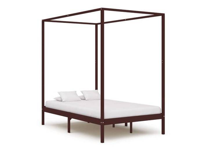 vidaXL Bett, Himmelbett-Gestell Dunkelbraun Massivholz Kiefer 120 x 200 cm vidaXL Bett, Himmelbett-Gestell Dunkelbraun Massivholz Kiefer 120 x 200 cm von vidaXL