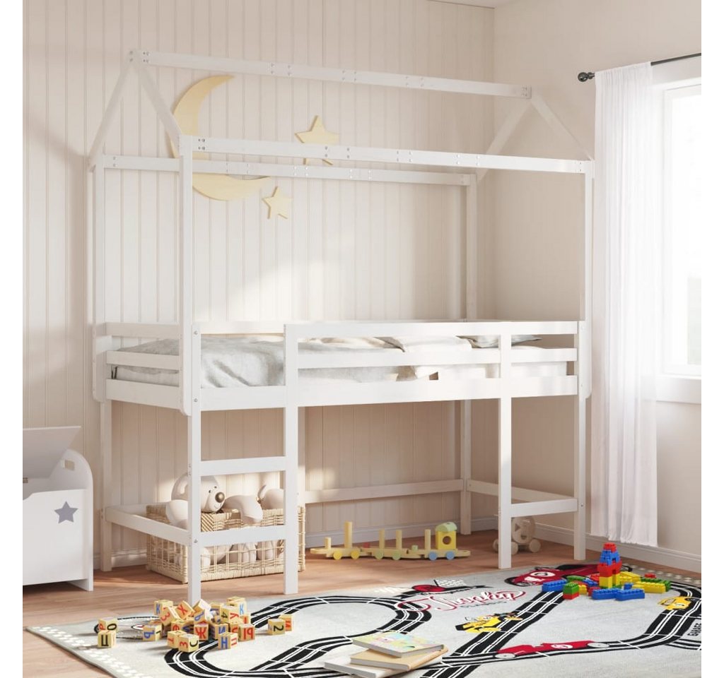 vidaXL Bett, Hochbett mit Leiter und Dach Weiß 90x190 cm Massivholz Kiefer vidaXL Bett, Hochbett mit Leiter und Dach Weiß 90x190 cm Massivholz Kiefer von vidaXL