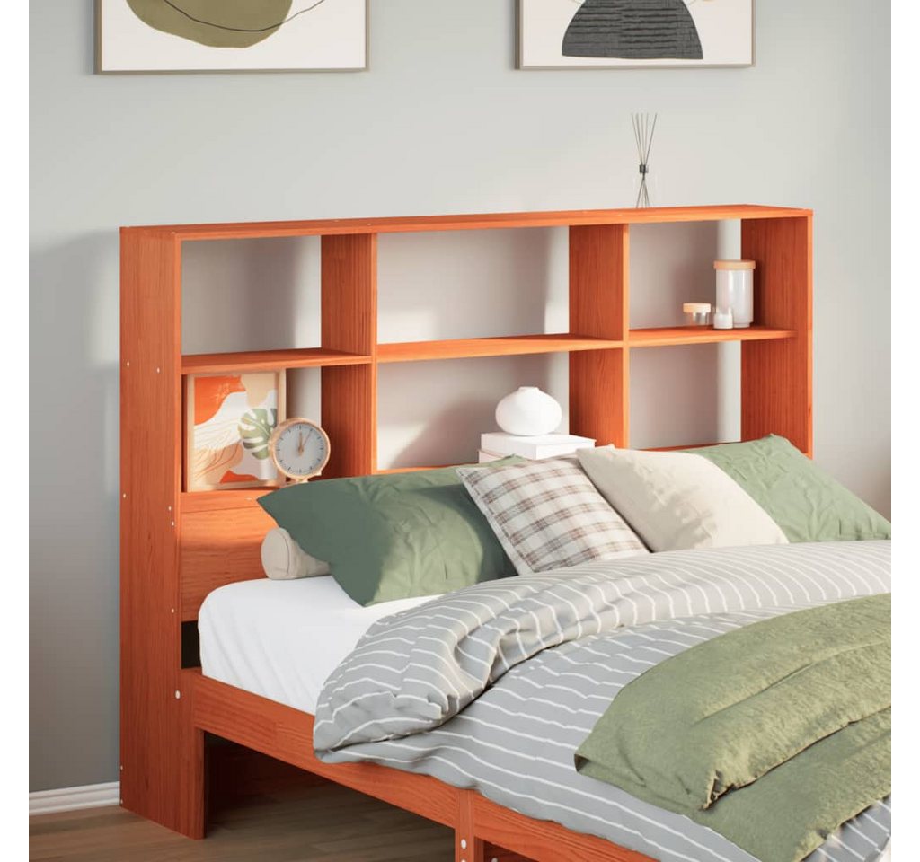 vidaXL Bett, Kopfteil mit Stauraum Wachsbraun 150 cm Massivholz Kiefer von vidaXL