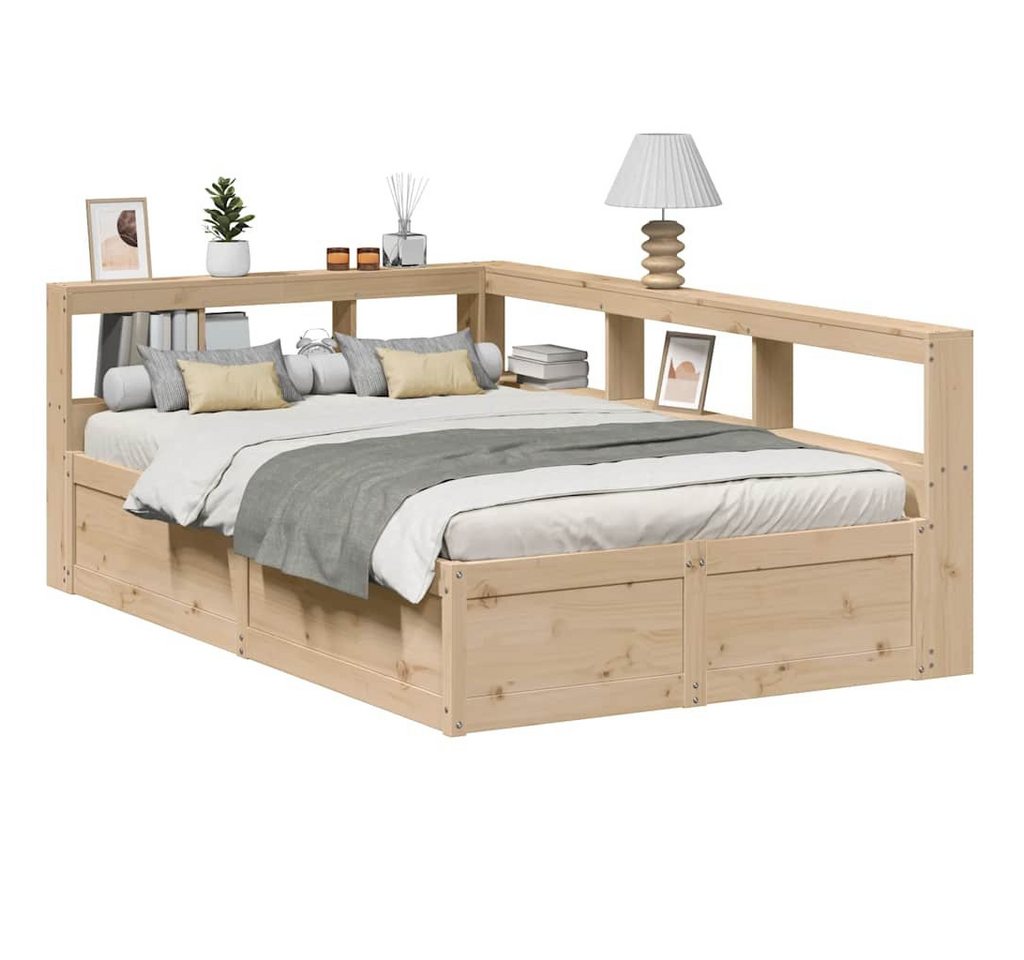 vidaXL Bett, Massivholzbett mit Regal ohne Matratze 135x190 cm Kiefer von vidaXL