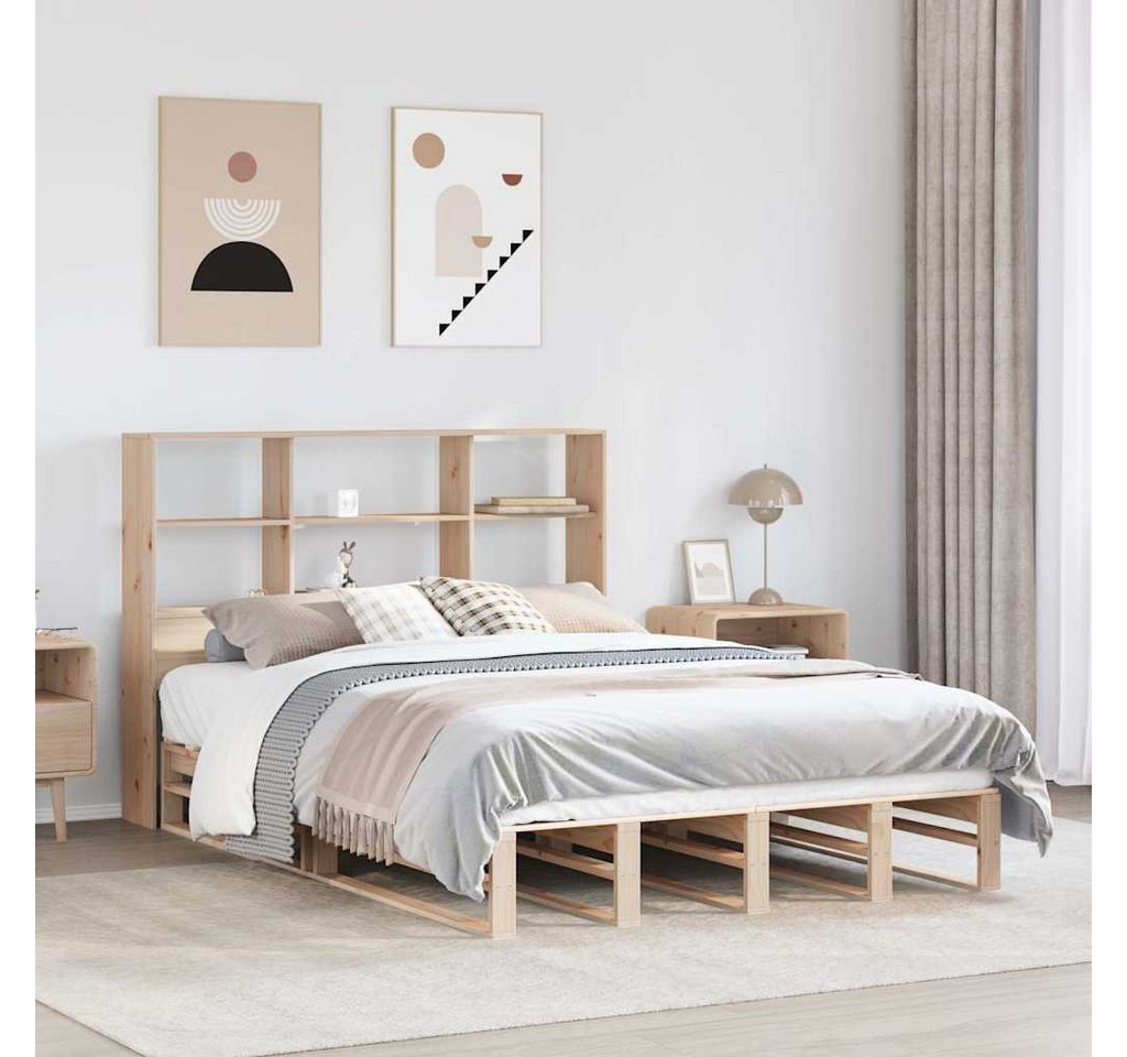 vidaXL Bett, Massivholzbett mit Regal ohne Matratze 140x190 cm Massivholz von vidaXL