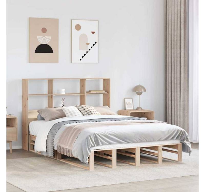 vidaXL Bett, Massivholzbett mit Regal ohne Matratze 140x190 cm Massivholz von vidaXL