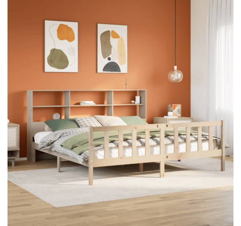 vidaXL Bett, Massivholzbett mit Regal ohne Matratze 180x200 cm Kiefernholz von vidaXL