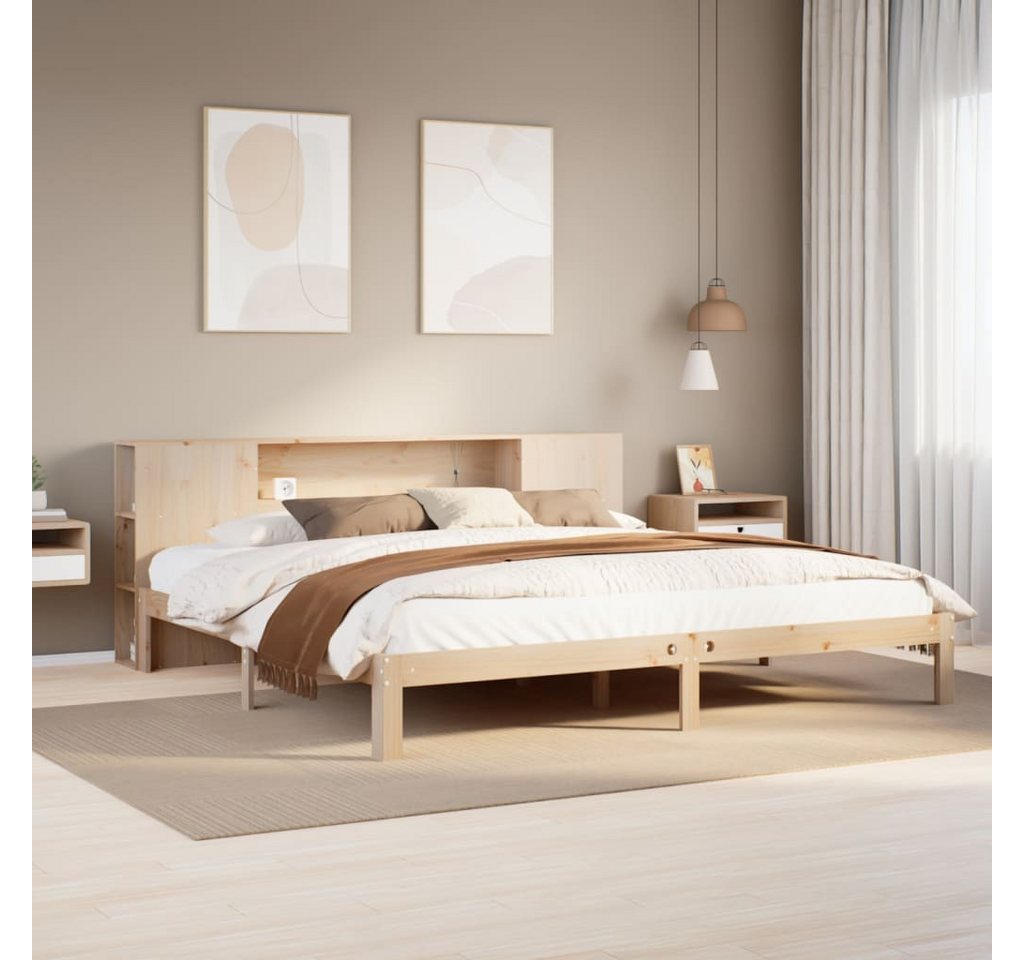 vidaXL Bett, Massivholzbett mit Regal ohne Matratze 200x200 cm Kiefer von vidaXL