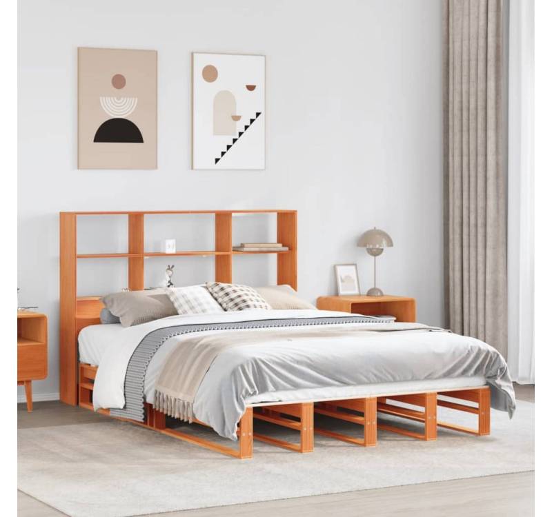 vidaXL Bett, Massivholzbett mit Regal ohne Matratze Wachsbraun 120x200 cm vidaXL Bett, Massivholzbett mit Regal ohne Matratze Wachsbraun 120x200 cm von vidaXL