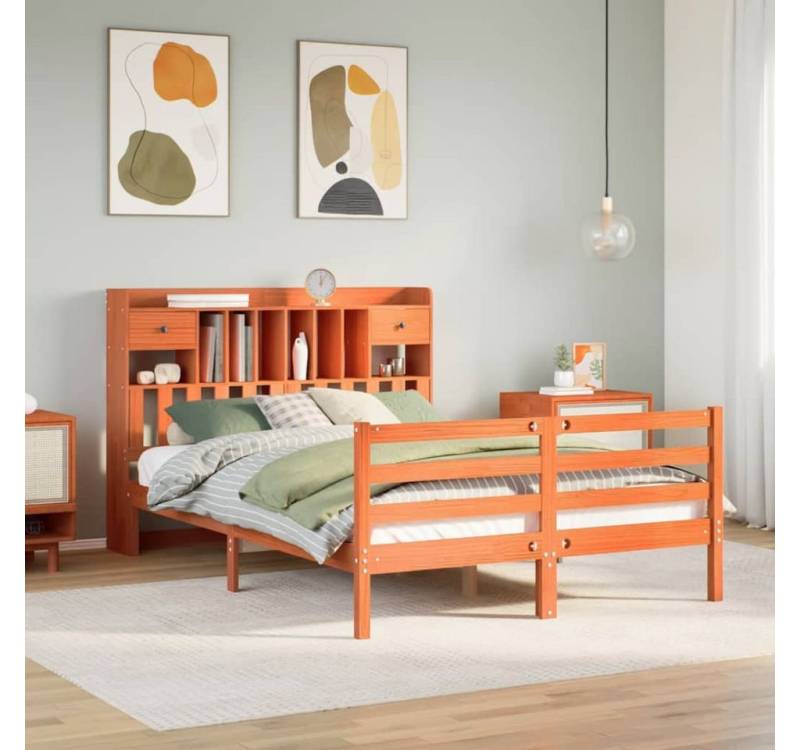 vidaXL Bett, Massivholzbett mit Regal ohne Matratze Wachsbraun 140x190 cm vidaXL Bett, Massivholzbett mit Regal ohne Matratze Wachsbraun 140x190 cm von vidaXL
