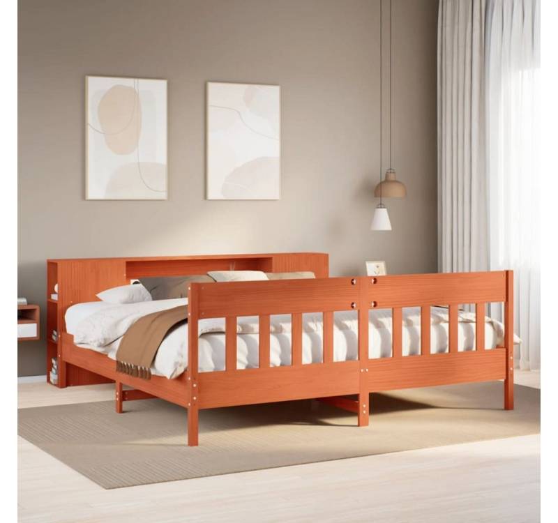vidaXL Bett, Massivholzbett mit Regal ohne Matratze Wachsbraun 200x200 cm vidaXL Bett, Massivholzbett mit Regal ohne Matratze Wachsbraun 200x200 cm von vidaXL