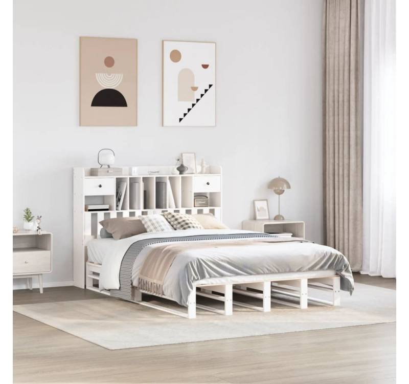 vidaXL Bett, Massivholzbett mit Regal ohne Matratze Weiß 140x190 cm Kiefer vidaXL Bett, Massivholzbett mit Regal ohne Matratze Weiß 140x190 cm Kiefer von vidaXL