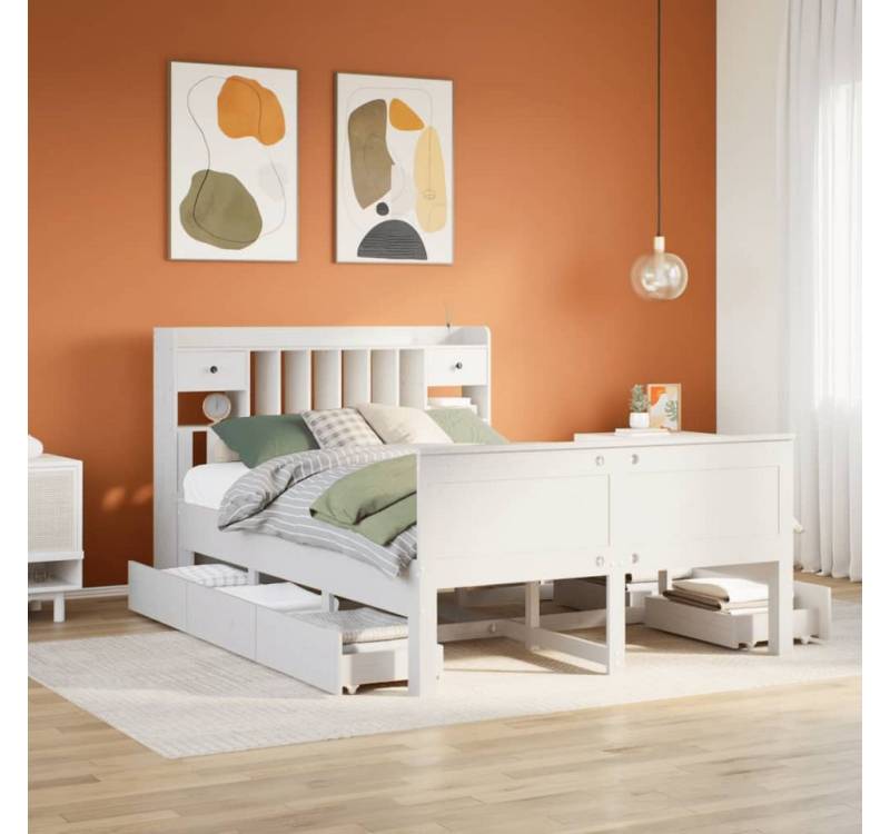 vidaXL Bett, Massivholzbett mit Regal ohne Matratze Weiß 140x200 cm Kiefer vidaXL Bett, Massivholzbett mit Regal ohne Matratze Weiß 140x200 cm Kiefer von vidaXL