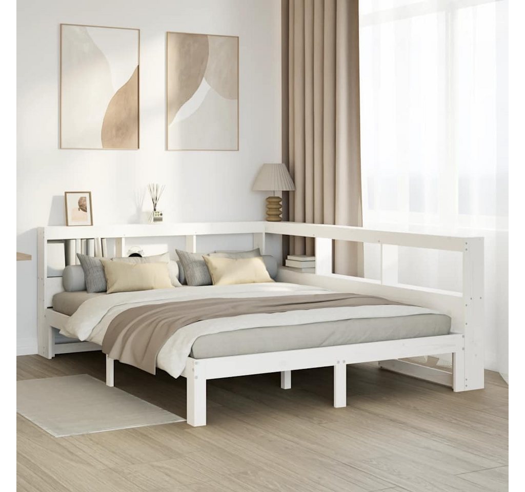 vidaXL Bett, Massivholzbett mit Regal ohne Matratze Weiß 140x200 cm Kiefer von vidaXL