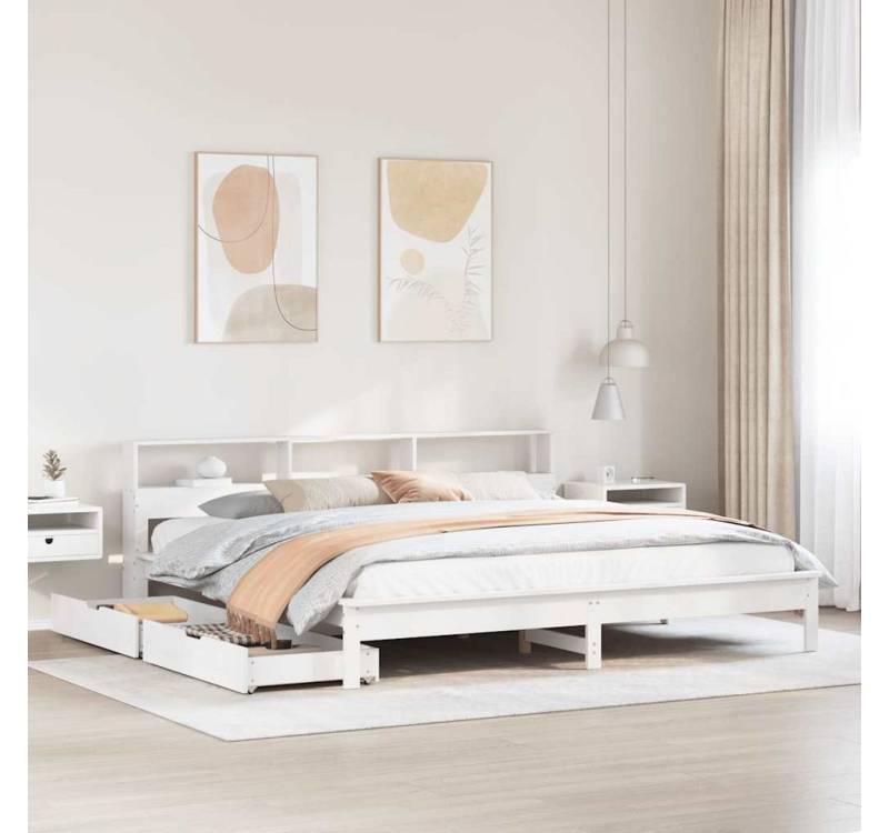 vidaXL Bett, Massivholzbett mit Regal ohne Matratze Weiß 180x200 cm Kiefer vidaXL Bett, Massivholzbett mit Regal ohne Matratze Weiß 180x200 cm Kiefer von vidaXL