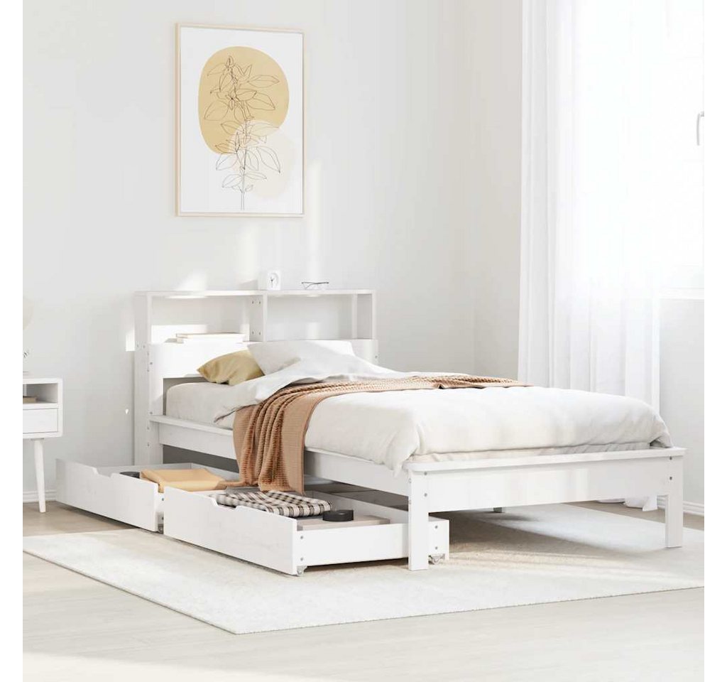 vidaXL Bett, Massivholzbett mit Regal ohne Matratze Weiß 90x190 cm Kiefer von vidaXL