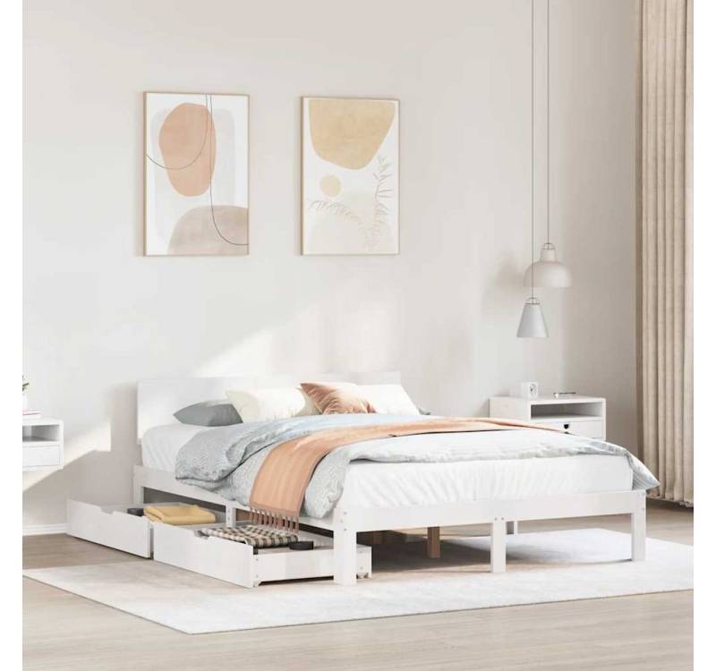 vidaXL Bett, Massivholzbett mit Schubladen Weiß 120x200 cm Kiefer vidaXL Bett, Massivholzbett mit Schubladen Weiß 120x200 cm Kiefer von vidaXL