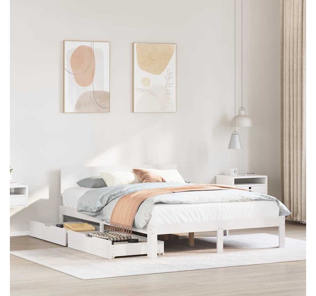 vidaXL Bett, Massivholzbett mit Schubladen Weiß 160x200 cm Kiefer vidaXL Bett, Massivholzbett mit Schubladen Weiß 160x200 cm Kiefer von vidaXL